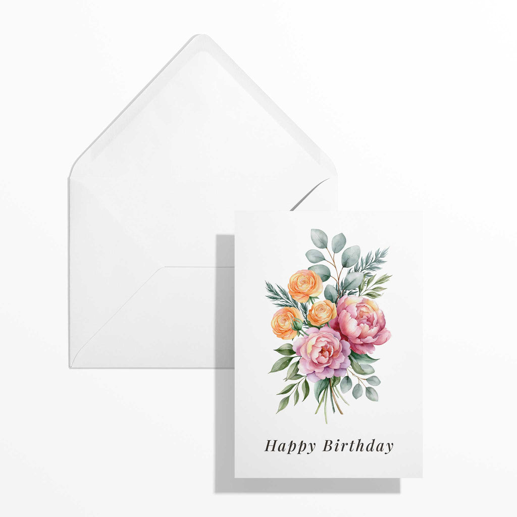 Geburtstagskarte „Aquarell-Blumen" B6 mit Umschlag