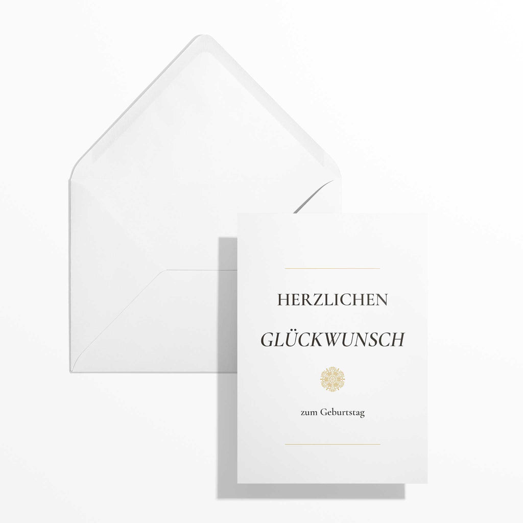 Geburtstagskarte „Herzlichen Glückwunsch" mit Umschlag