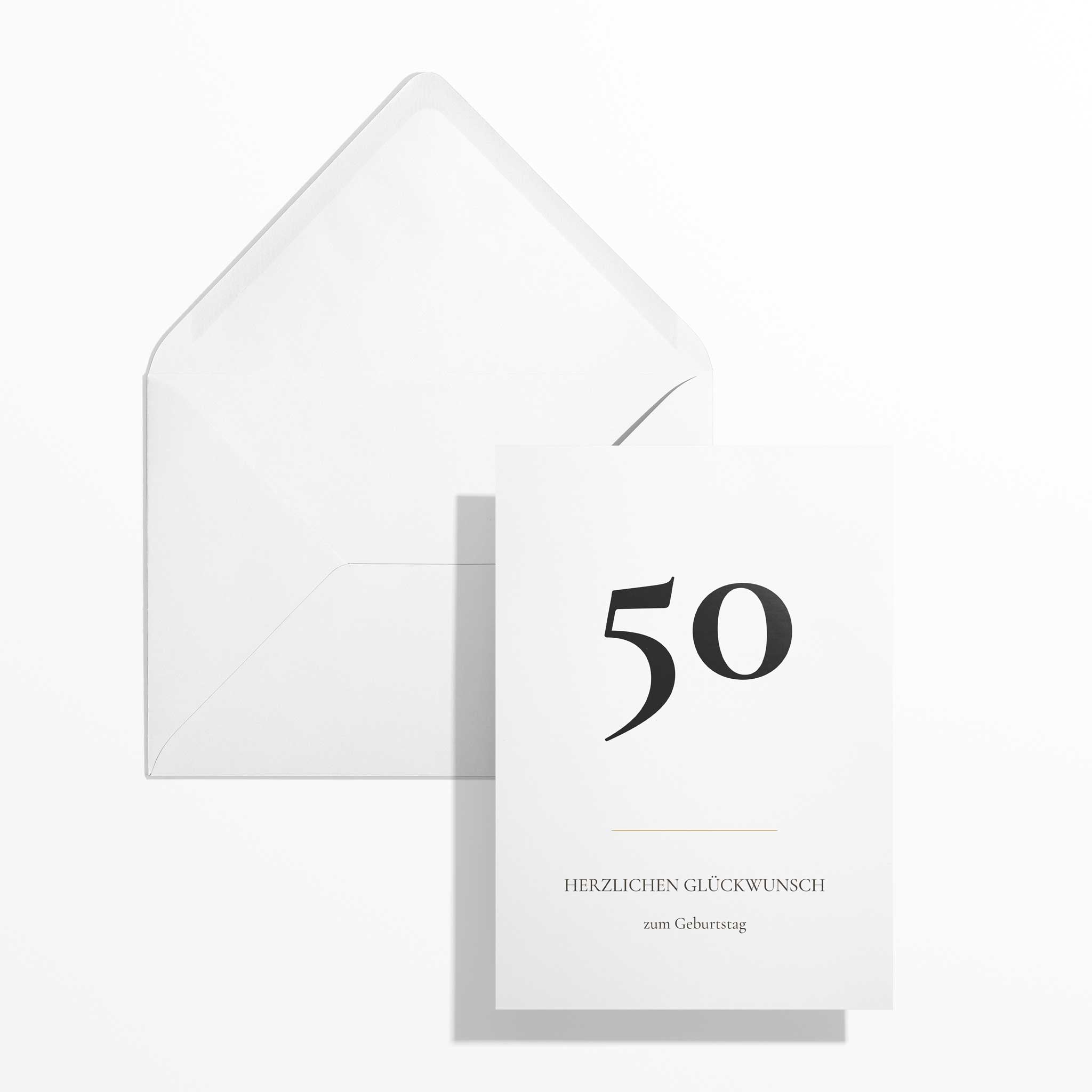 Geburtstagskarte zum 50. Geburtstag B6 mit Umschlag